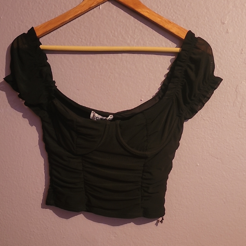 Elegant Black Ruched Women's Top